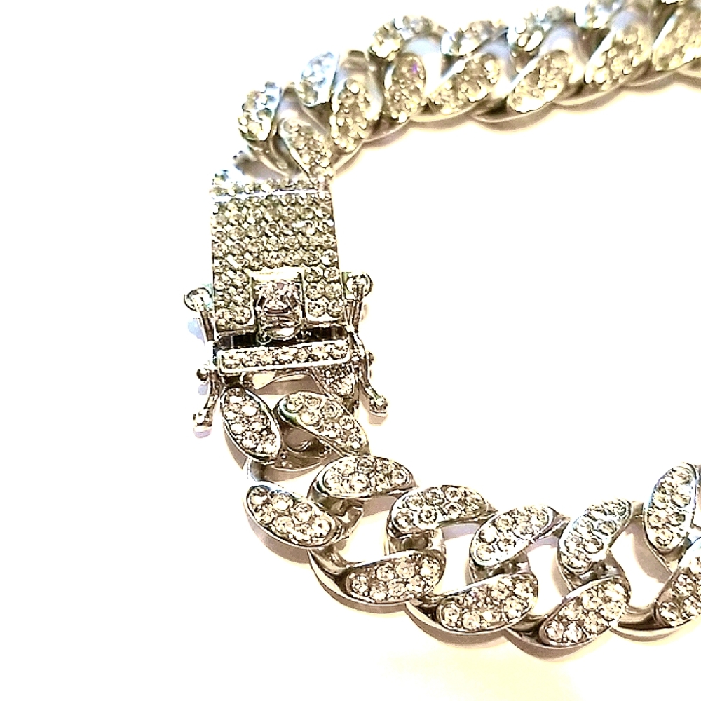 Bling bling mens chainlink bracelet - Picture 2 of 5